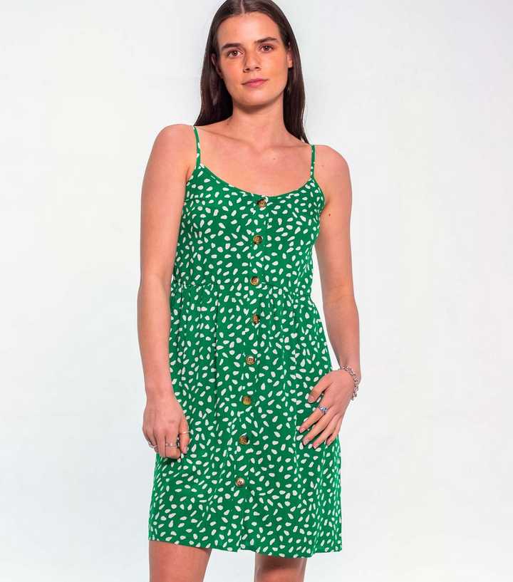 Sunshine Soul Green Abstract Spot Print Cami Mini Dress