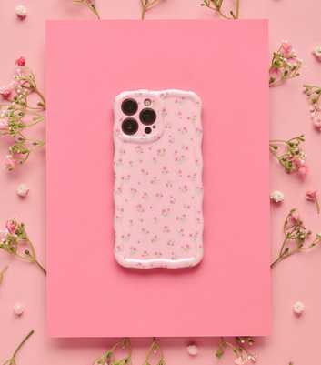 Coconut Lane Light Pink Ditsy Floral Wavy Phone Case