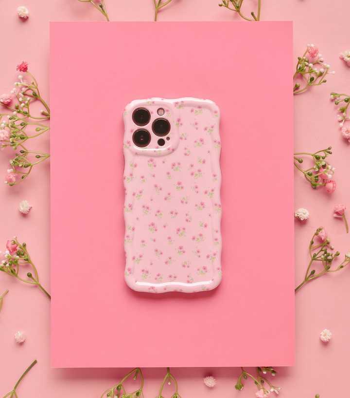 Coconut Lane Light Pink Ditsy Floral Wavy Phone Case