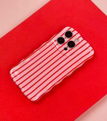 Coconut Lane Light Pink Cherry Stripes Wavy Phone Case