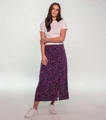Sunshine Soul Navy Abstract Spot Split Midi Skirt