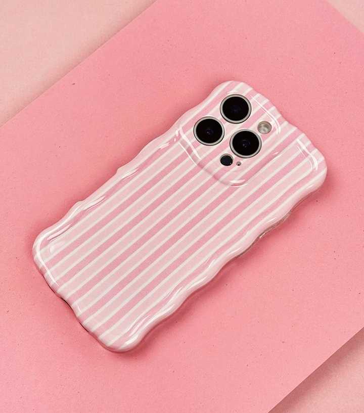 Coconut Lane Pink Powder Stripe Wavy Phone Case