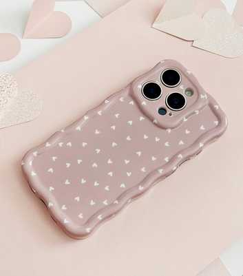 Coconut Lane Light Pink Stone Mini Hearts Wavy Phone Case