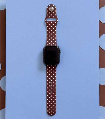 Coconut Lane Brown & Blue Polka Dot Apple Watch Strap