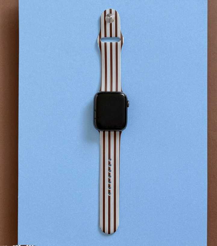 Coconut Lane Brown & Blue Striped Apple Watch Strap