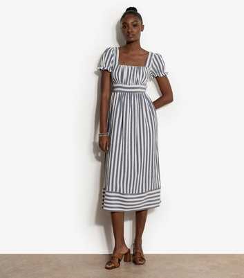 Apricot Cream Striped Midaxi Dress