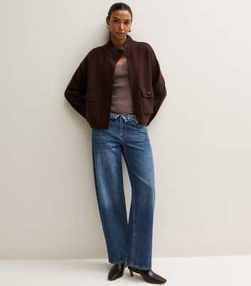 Vintage Tint Blue Fold Over Waistband Wide Leg Jeans