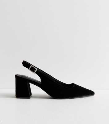 Wide Fit Black Velvet Slingback Strap Pumps