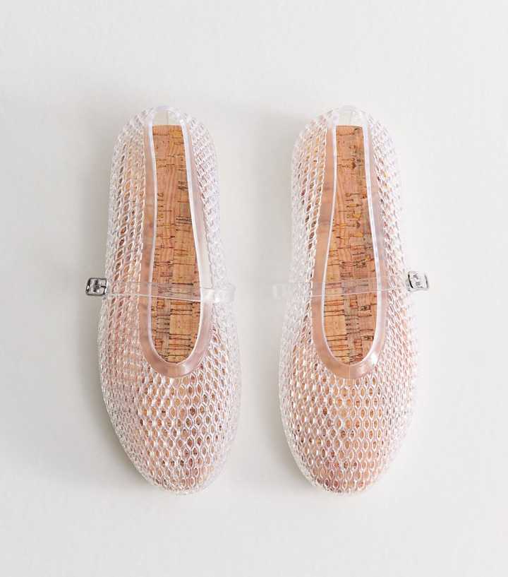 Truffle Clear Lattice Front Strap Jelly Shoes