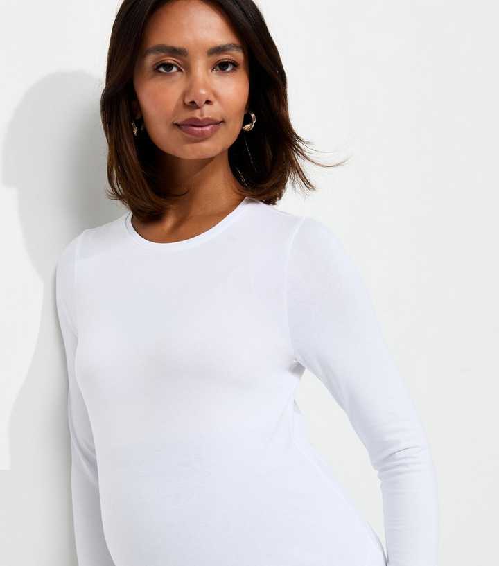 Maternity White Cotton Rich Long Sleeve Top