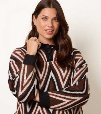 Blue Vanilla Light Brown Argyle Knit Polo Jumper