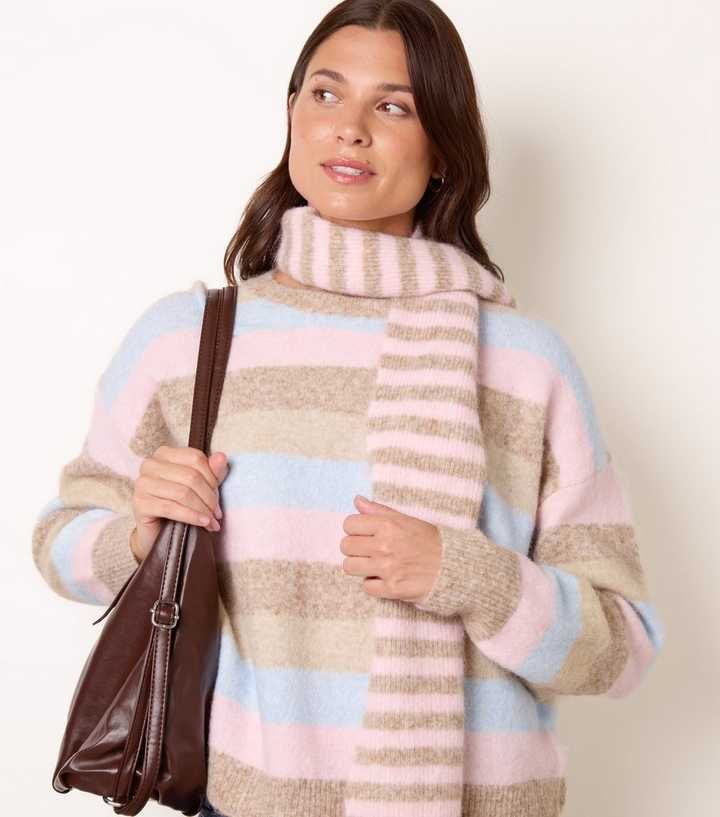 Blue Vanilla Oatmeal Stripe Scarf Hybrid Jumper