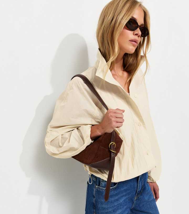Cream Button Up Oversized Windbreaker Jacket
