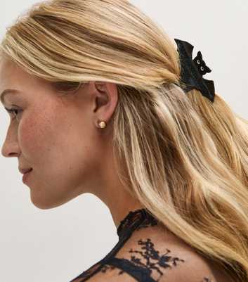 Black Glitter Halloween Bat Hair Claw Clip