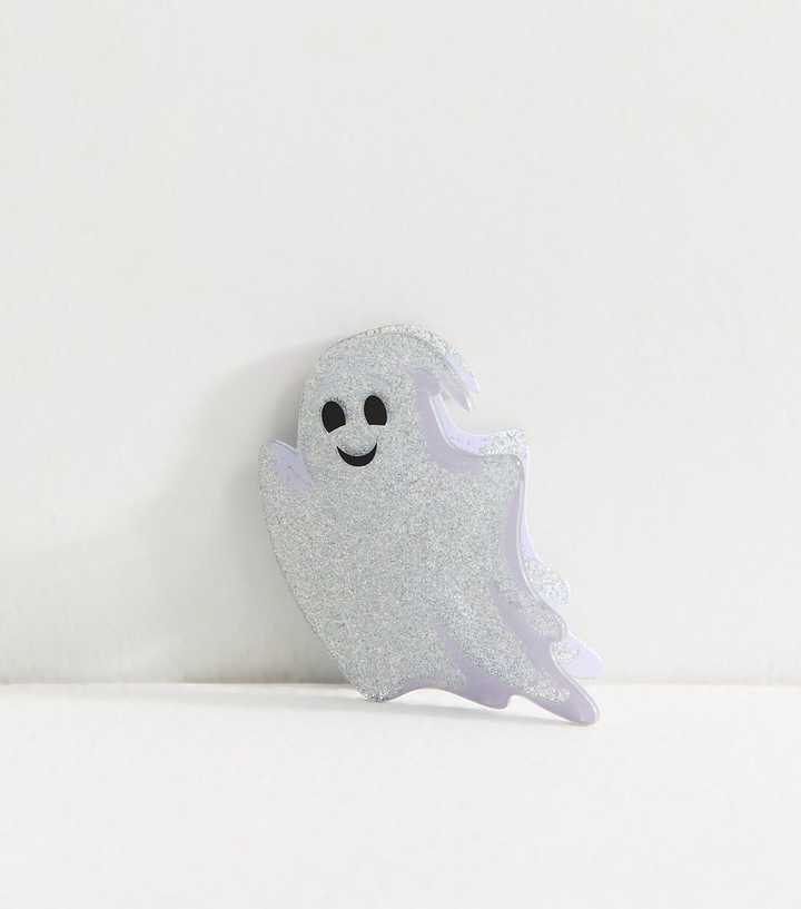 Silver Glittery Halloween Ghost Hair Claw Clip