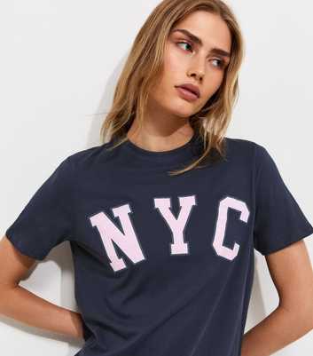 Navy NYC Polka Dot Embroidered Relaxed T-Shirt