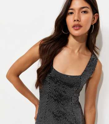 Black Sequin Square Neck Mini Dress
