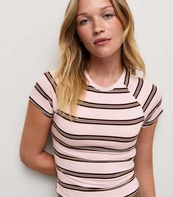 Pink Cotton Rich Striped Raglan Baby Tee T-Shirt