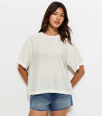 Off White Woven Short Sleeve T-Shirt