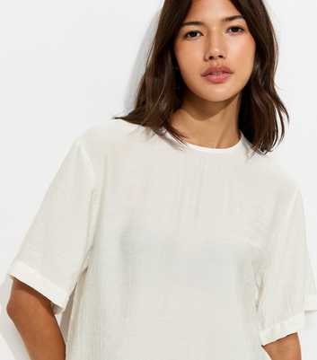 Off White Woven Short Sleeve T-Shirt