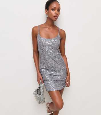 Silver Sequin Strappy Mini Dress