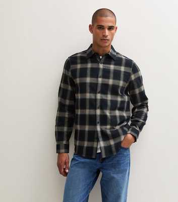 Blue Cotton Slim Fit Long Sleeve Check Pattern Shirt