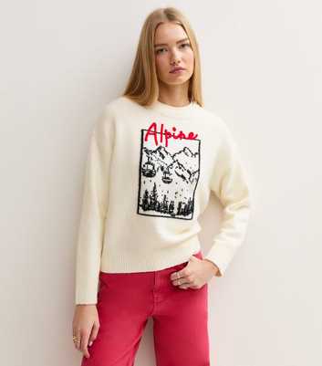 Cream Alpine Scene Crew Neck Jumper