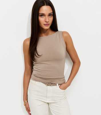 Mink Cotton Rich Jersey Slash Neck Vest