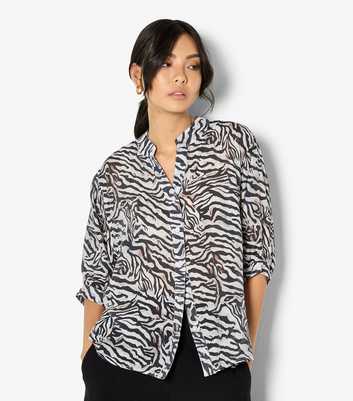 Apricot Black Zebra Print Oversized Blouse