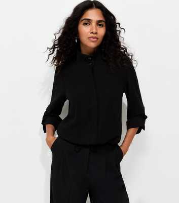 Black Jersey Funnel Neck Shirt