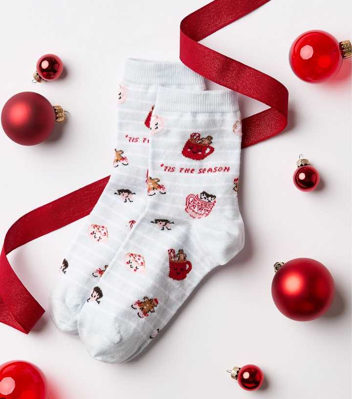 Blue Hot Chocolate Pattern Tis the Season Ankle Socks