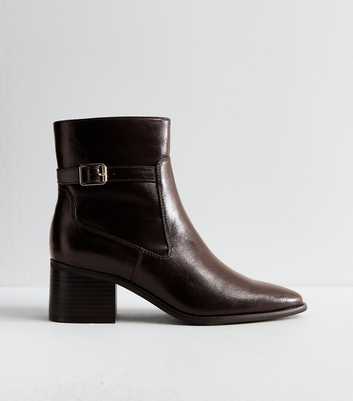 Dark Burgundy Faux Leather Block Heel Pointed Toe Boots