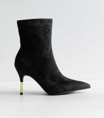 Black Faux Suede Sock Boots