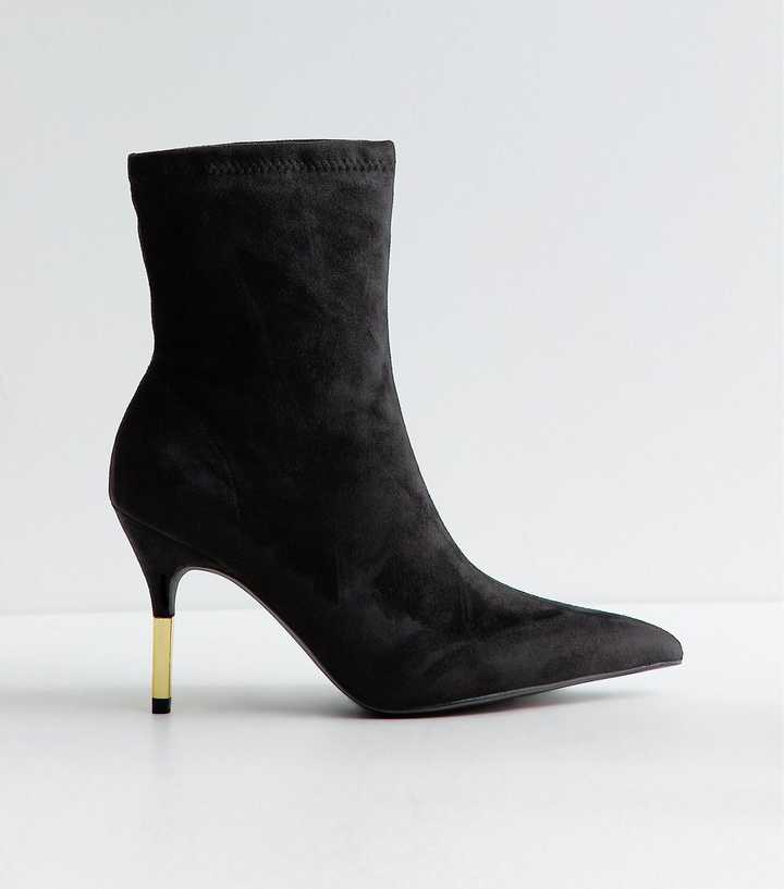 Black Faux Suede Sock Boots