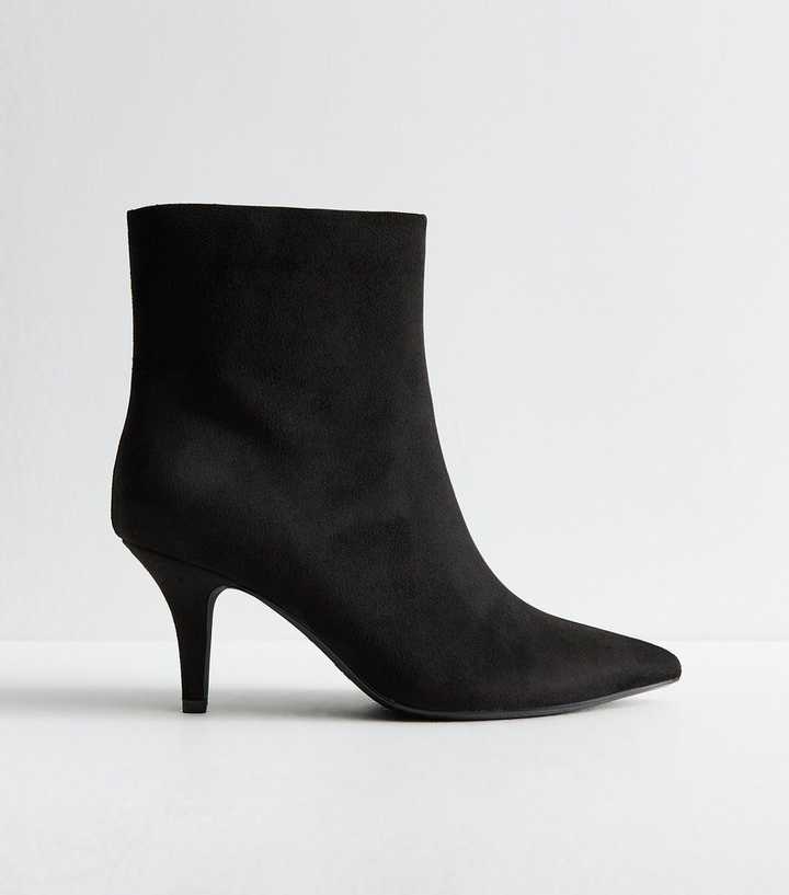 Black Faux Suede Ankle Boots