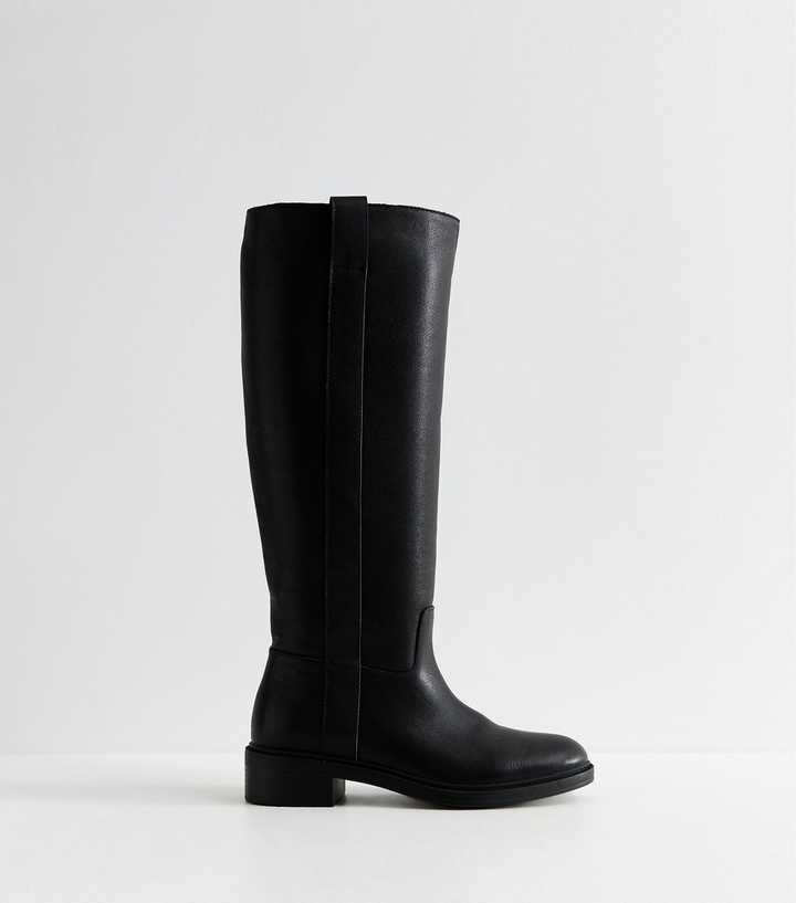 Black Leather Knee High Boots
