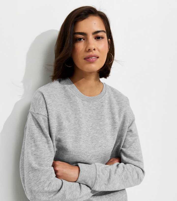 Grey Marl Cotton Rich Crew Neck Sweatshirt