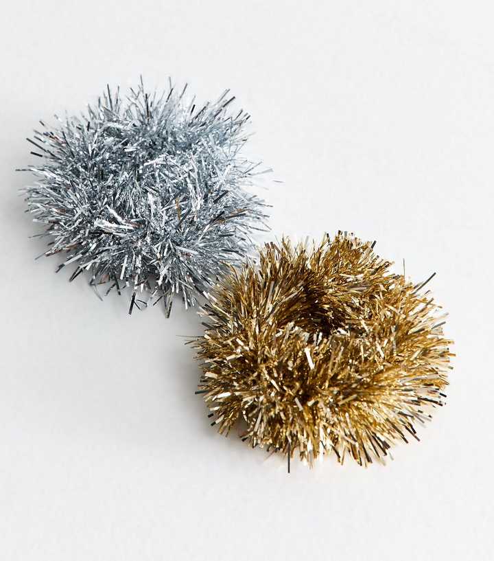 Multicolour Pack Of 2 Christmas Tinsel Scrunchies
