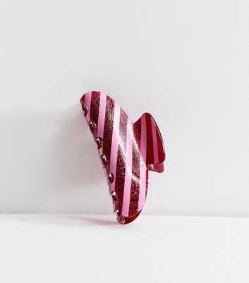 Red Christmas Glitter Candy Cane Hair Claw Clip