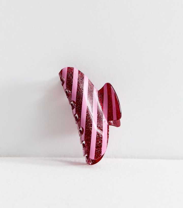 Red Christmas Glitter Candy Cane Hair Claw Clip