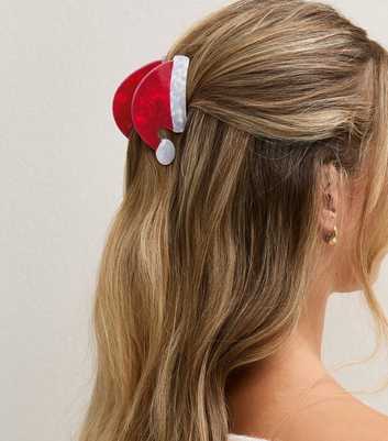 Bright Red Christmas Santa Hat Hair Claw Clip