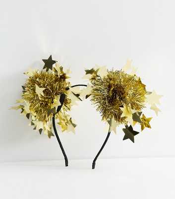Gold Christmas Tinsel Bunched Headband