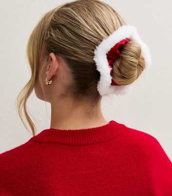 Bright Red Christmas Satin Santa Scrunchie