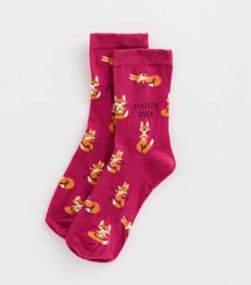 Pink Zero Fox Given Patterned Ankle Socks