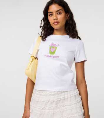 Pink Vanilla White Matcha Girlie Diamanté T-Shirt