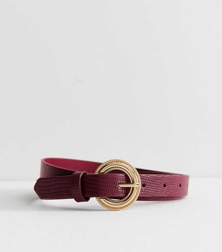 Dark Burgundy Faux Leather Textured Belt