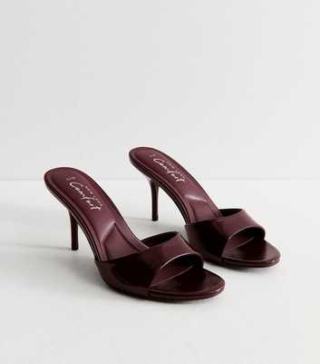 Dark Burgundy Faux Leather Stiletto Mules