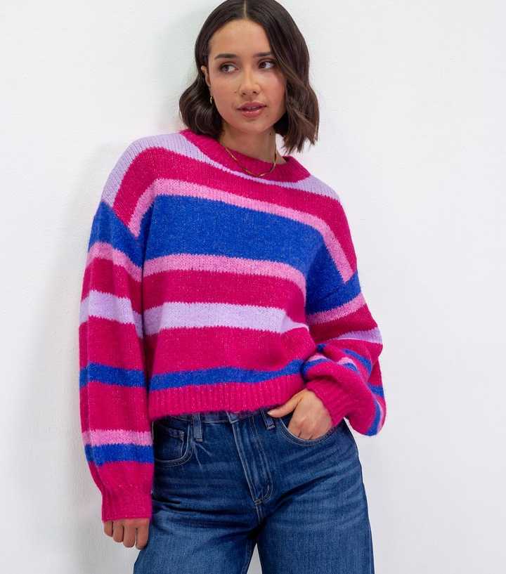Sunshine Soul Purple Striped Balloon Sleeve Jumper