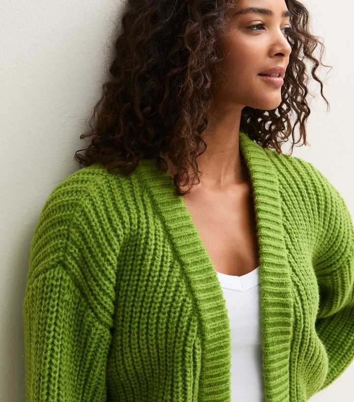 Sunshine Soul Bright Green Chunky Fisherman Knit Long Sleeve Cardigan