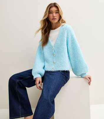 Sunshine Soul Light Blue Fisherman Knit Cardigan